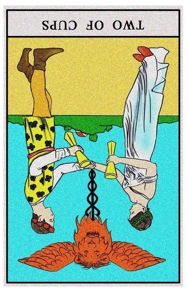 Boston Tarot Readings - Two of Cups - Reversed