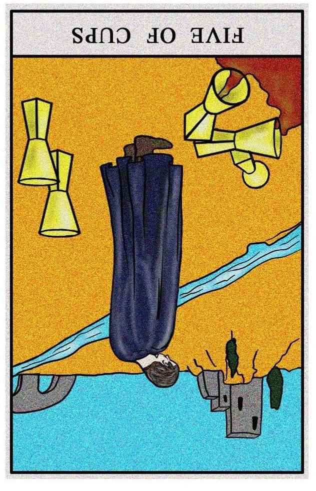Boston Tarot Readings - Five of Cups - Reversed